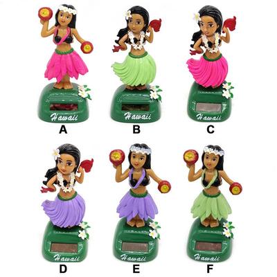 SolarHula Girl Dashboard Decorations Hawaiian Dancing Bobblehead Toy Automatic SwingHula Doll Car Ornaments Auto Interior