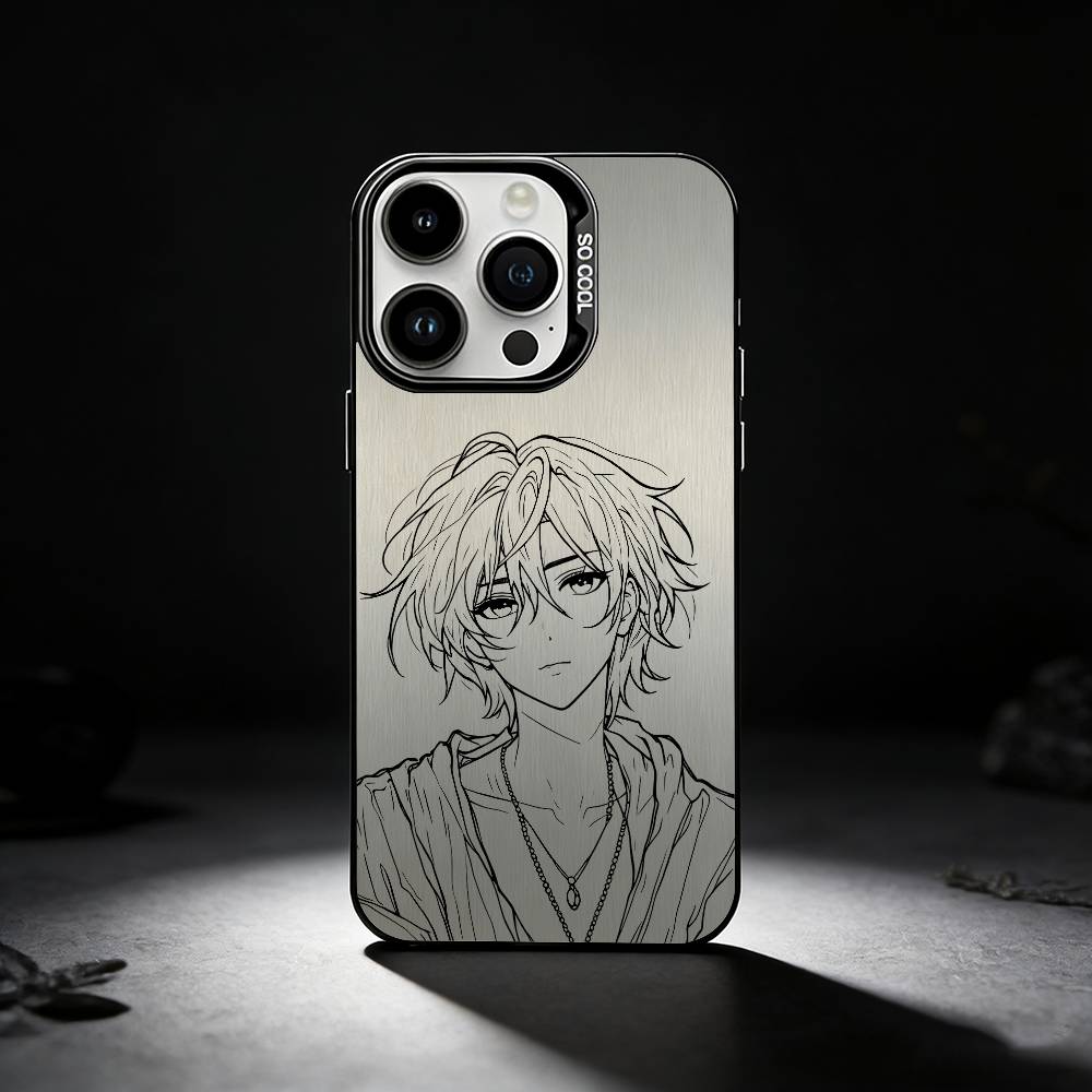 Anime character line art Phone Case For iPhone 17,16,15,14,13,12,11 Plus,Pro Max,XS,Colored silver phone case