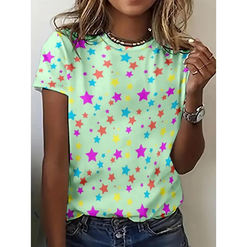 Damen 3D Süß Bedrucktes Blumen T-Shirt Elegantes Sommer Mädchen T-Shirt