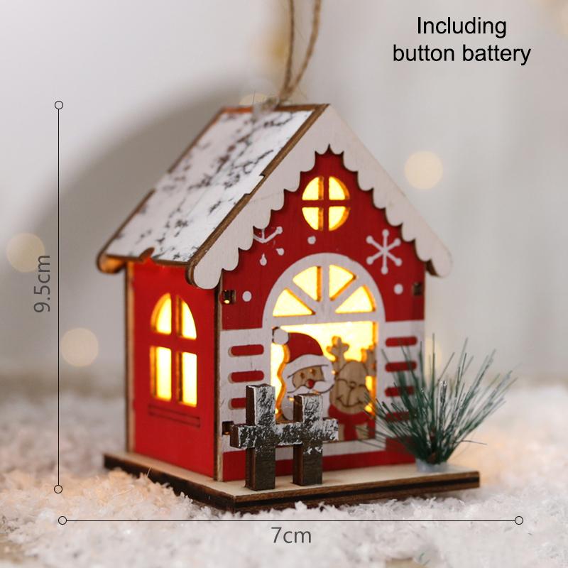 

Led Wooden Christmas House Mini Xmas Snow Houses Wooden Winter Village Building Figurines Table Ornaments Holiday Party Decor