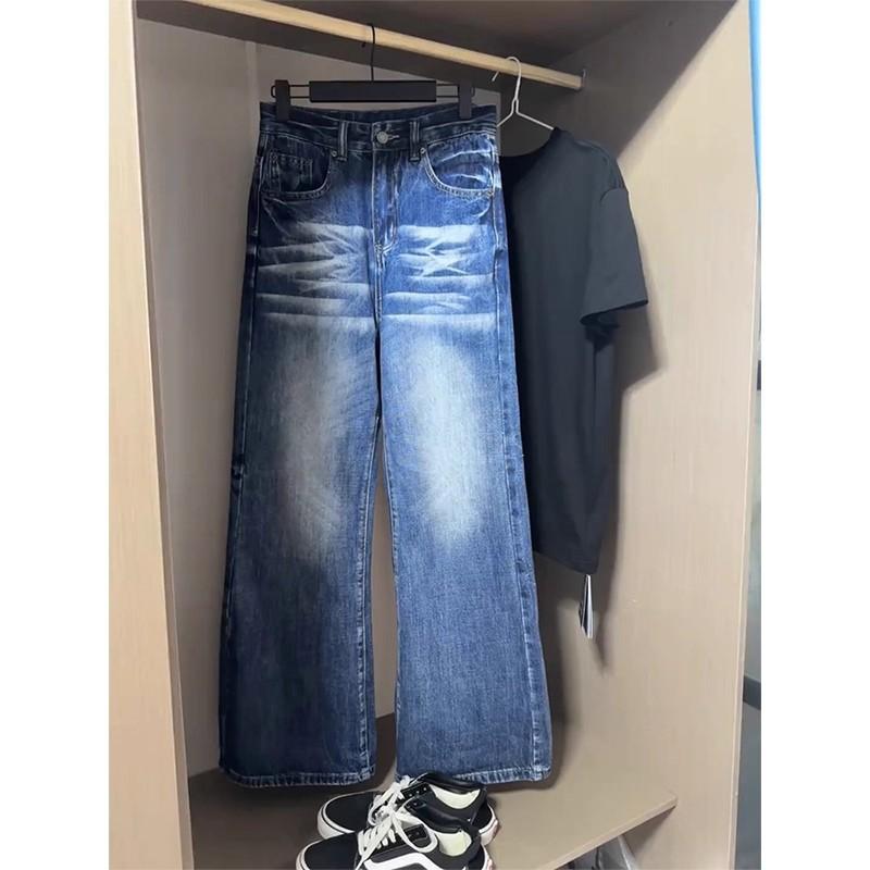Mens Vintage High Street Vibe Jeans Straight Leg Slim Fit Flare Denim Pants Fall 2025