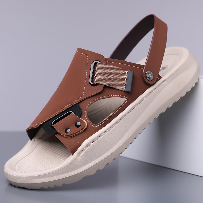 2026 Ανδρικά Σανδάλια Δερμάτινα με Παχιά Σόλα Αντιολισθητικά - Casual Ανθεκτικά Παπούτσια Παραλίας για Εξωτερικούς Χώρους