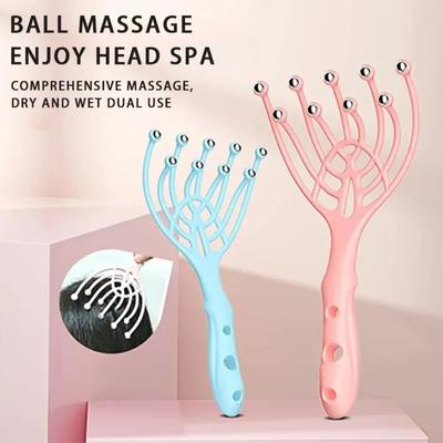 1 Stück Kopfmassagegerät, Kopfhaut-Nacken-Kamm, Roller, fünf Finger, 9 Krallen, Stahlkugel, Handmassagegerät, Relax Spa, Haarpflege für den Haarstressabbau