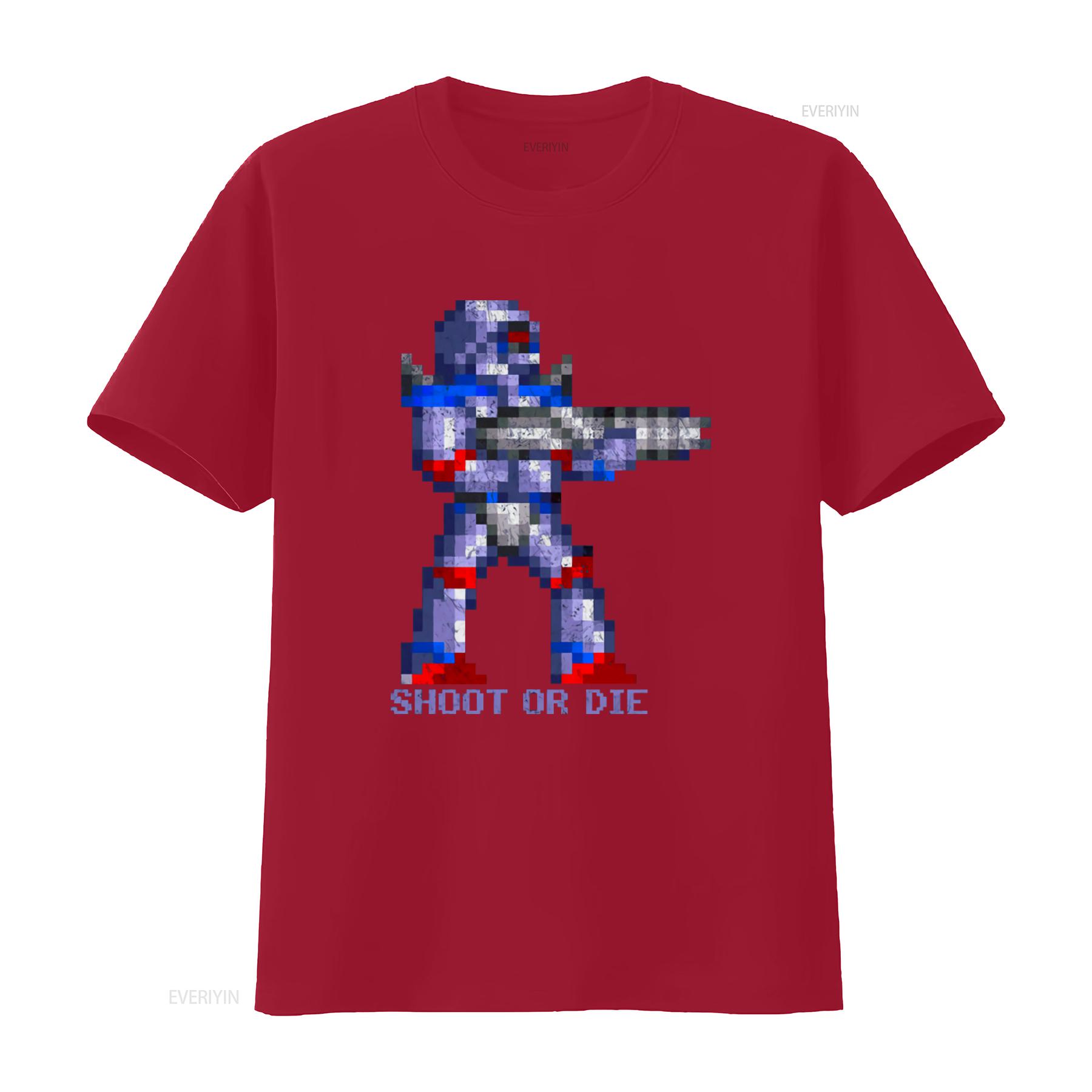 Shoot Or Die Turrican Game Sprite Amiga Figur Robot Design T Shirt for Print vintage Washed designer clothes Breathable S