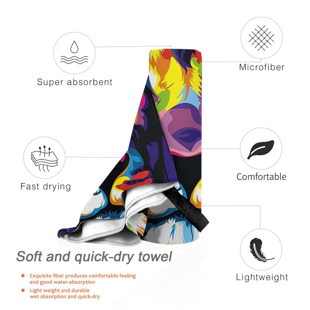 Banksy Rainbow Lion Graffiti Pop Art Painting Beach Towel Soft Microfiber Quick Dry Absorbent Quick Towels For Bath