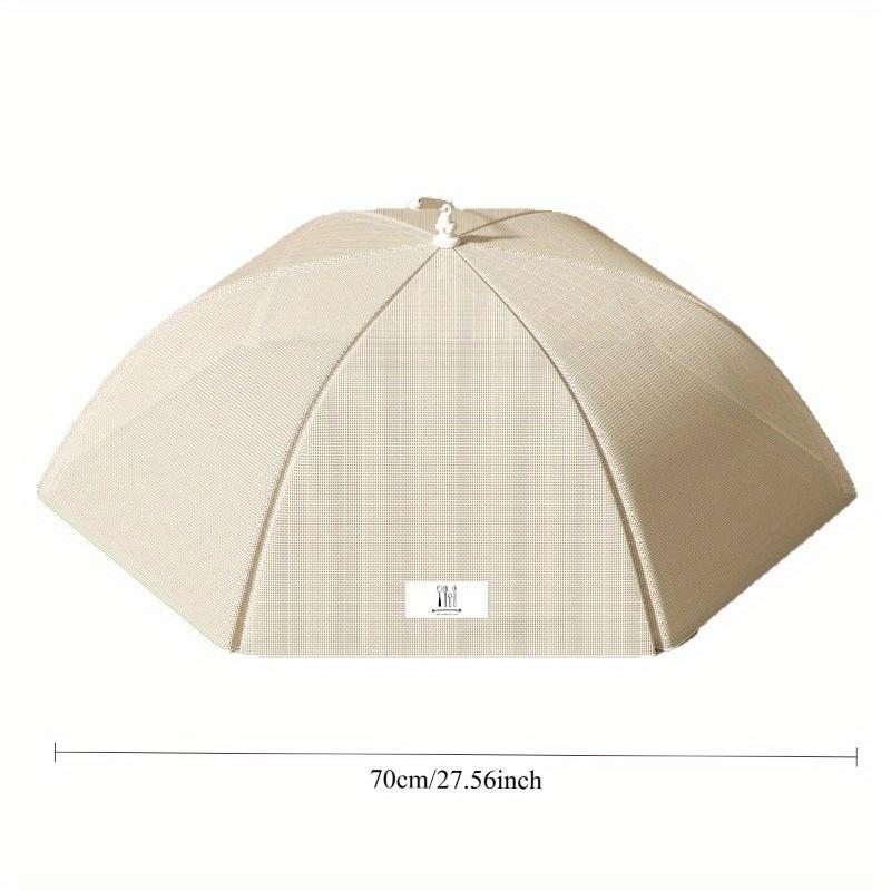 1pc Collapsible Food Cover with Fly Proof Mesh - Heavy-Duty Beige/White, Foldable Dish Protector with Airflow Design