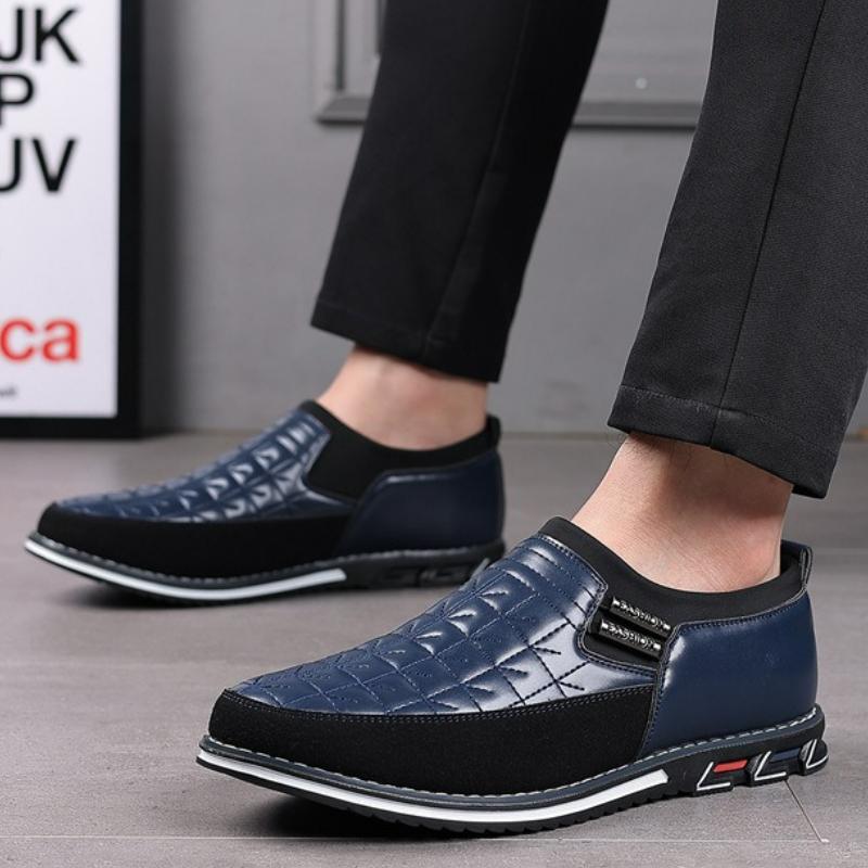 Męskie Skórzane Buty Wsuwane Casualowe Buty Klasyczne Biurowe Buty Męskie Skóra PU Mokasyny Do Jazdy Biznesowe Miękka Podeszwa But Wizytowy