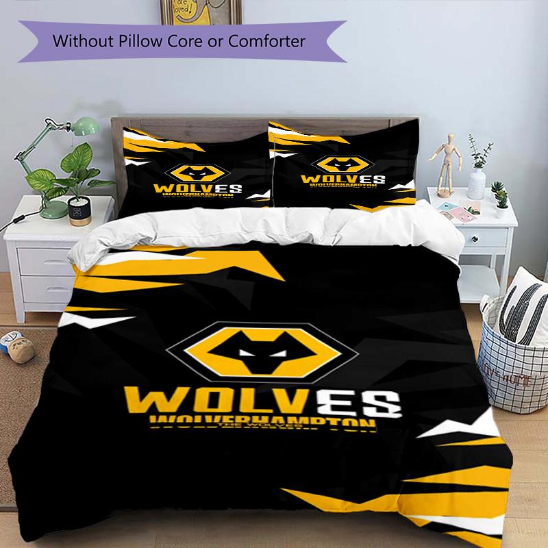 Set Copripiumino con Stampa dello Stemma del Wolverhampton Wanderers Football Club – include 1 copripiumino e 2 federe coordinate Arredamento camera da letto Regali di Natale