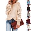 Autumn Winter Solid Colour Hollow Design Diamond Grid Round Neck Pullover Top Knit Sweater Blend Comfortable Versatile Undercoat Long Sleeves Sweater