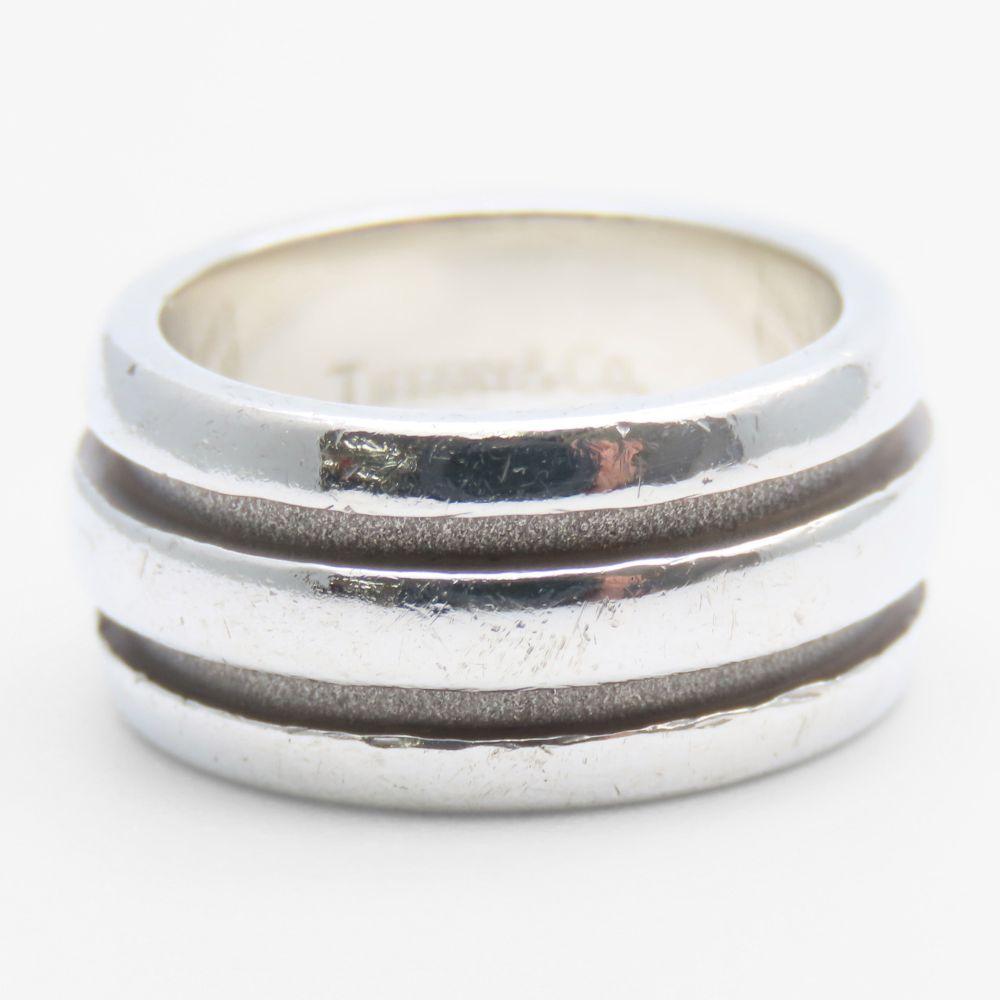 Used TIFFANY&Co. Ring Grooved Double Line EU#47.5 Silver925 9.2g Silver Accessories
