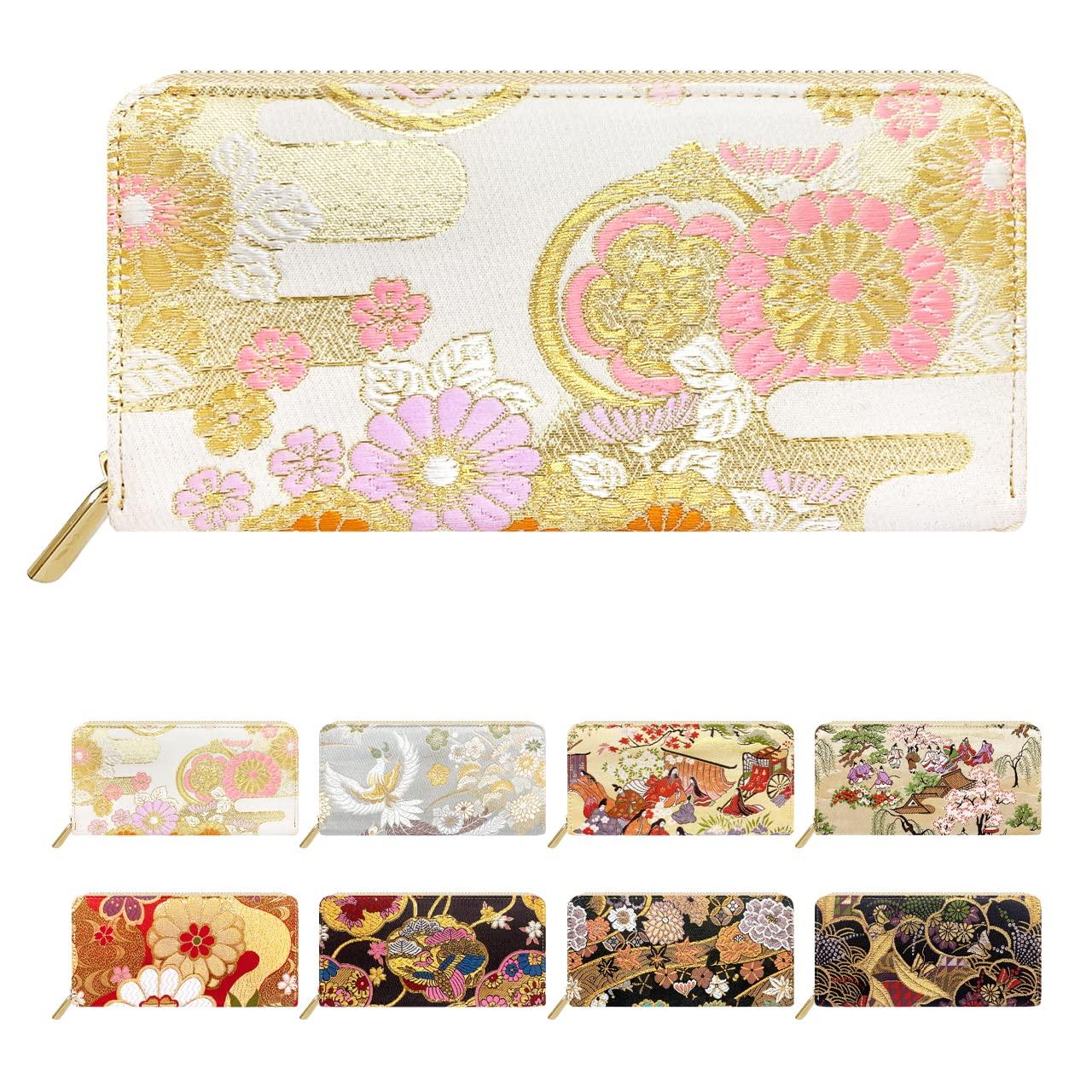 

Long Nishijin Round Round Long Card Coin Gold White Kasumi Chrysanthemum Pattern [leo&aoi] Wallet, Textile, Wallet, Zipper, Wallet, Wallet, Storage,
