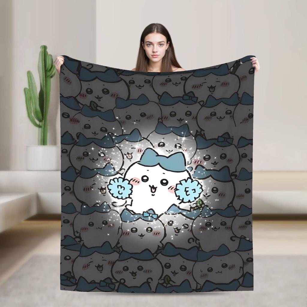 Cute Momonga C-Chiikawa Cartoon  Blankets Flannel Print  Multi-function Ultra-Soft Throw Blanket for Home Bedroom Rug Piece