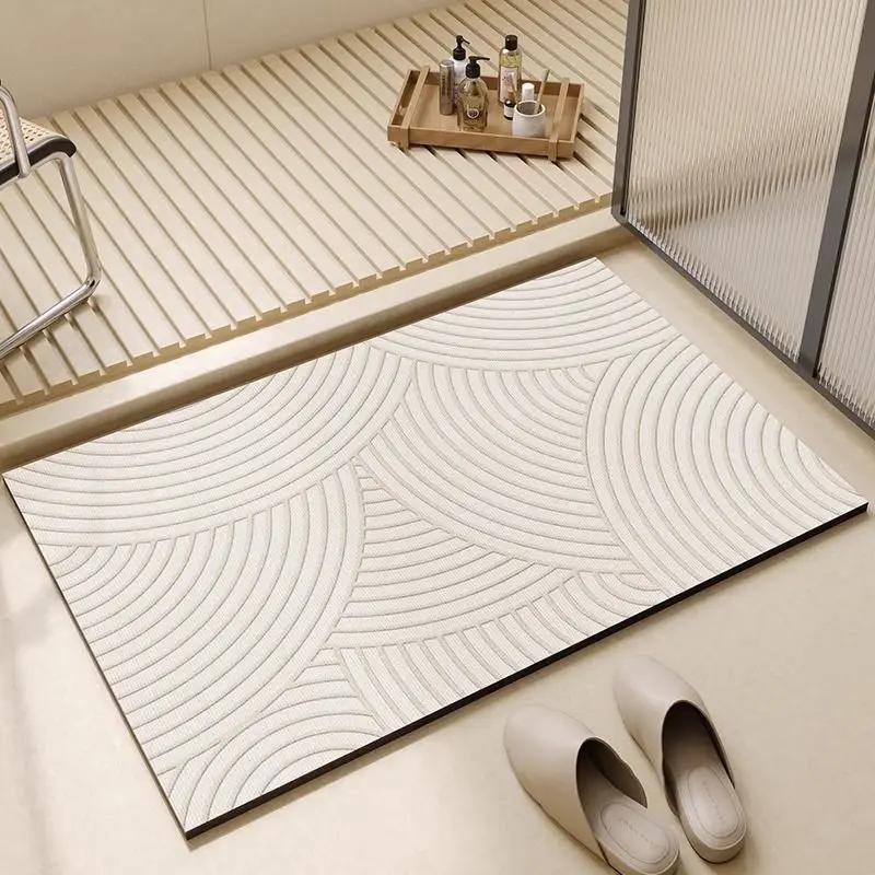 Absorbent Diatom Mud Floor Mat Non-Slip Bath Rug Quick Drying Toilet Doormat Soft Bathroom Carpet for Shower