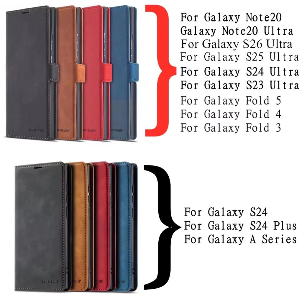 Flip Leather Case For Samsung Galaxy S26 S25 S24 Ultra S23 FE Plus A17 A57 A16 A36 A56 A15 A25 A35 A55 A14 A34 A54 Wallet Cover