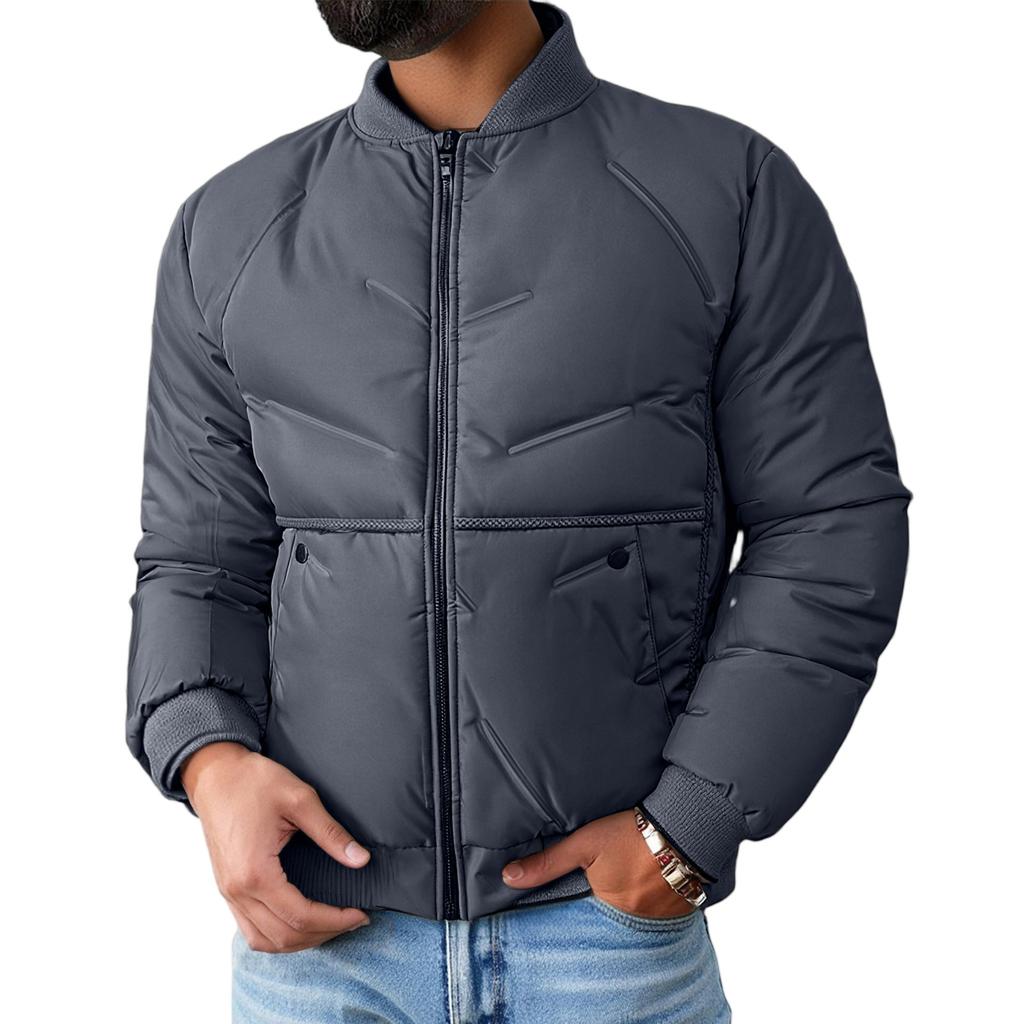 Men's Baseball Collar Thickened Windproof Keep Warm Down Cotton-Padded Jacket Coat
