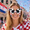 Fußball-Event-Sonnenbrillen, Stadion-Jubel-Sonnenbrillen, Schwarz-Weißer Fußballrahmen, Nationalflaggen-Sonnenbrillen, Neuartige Foto-Requisiten für Partys