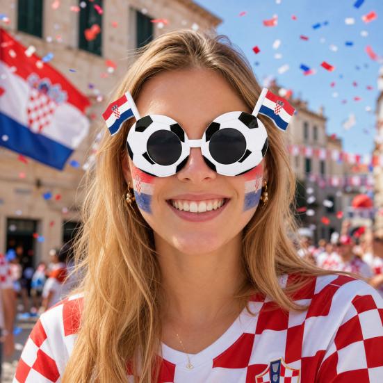 Fußball-Event-Sonnenbrillen, Stadion-Jubel-Sonnenbrillen, Schwarz-Weißer Fußballrahmen, Nationalflaggen-Sonnenbrillen, Neuartige Foto-Requisiten für Partys