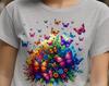 Boho Butterfly Graphic T-Shirt, Butterfly and Flowers Tee