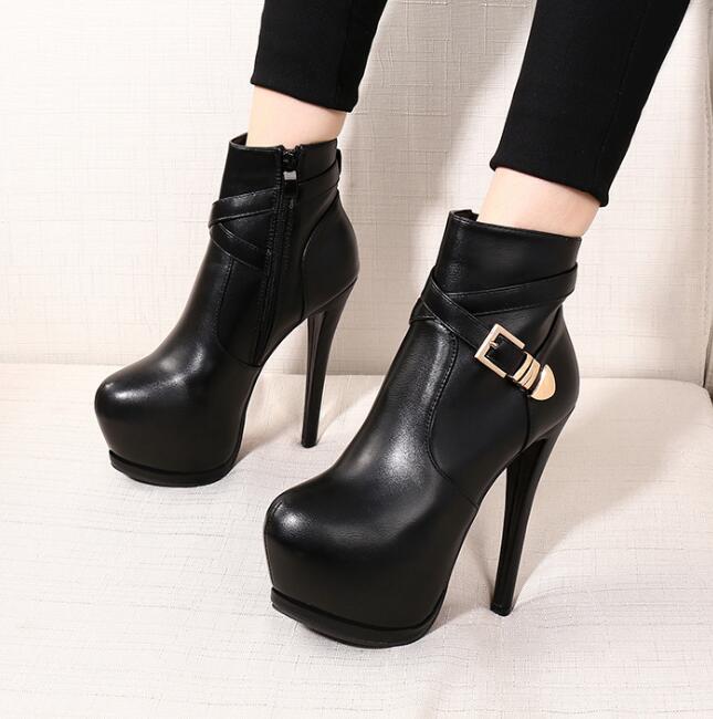 

Модная женская обувь на платформе, криперы, супервысокий каблук, ботильоны до щиколотки, с перекрестными ремешками и пряжками, ботинки челси, боковые молнии, римские рыцарские ботинки 5 чёрный