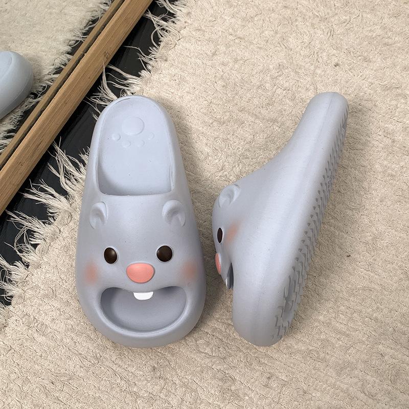White loopy cute cartoon one-word thick-soled slippers 2025 new summer wear cool slippers 40-41 синий