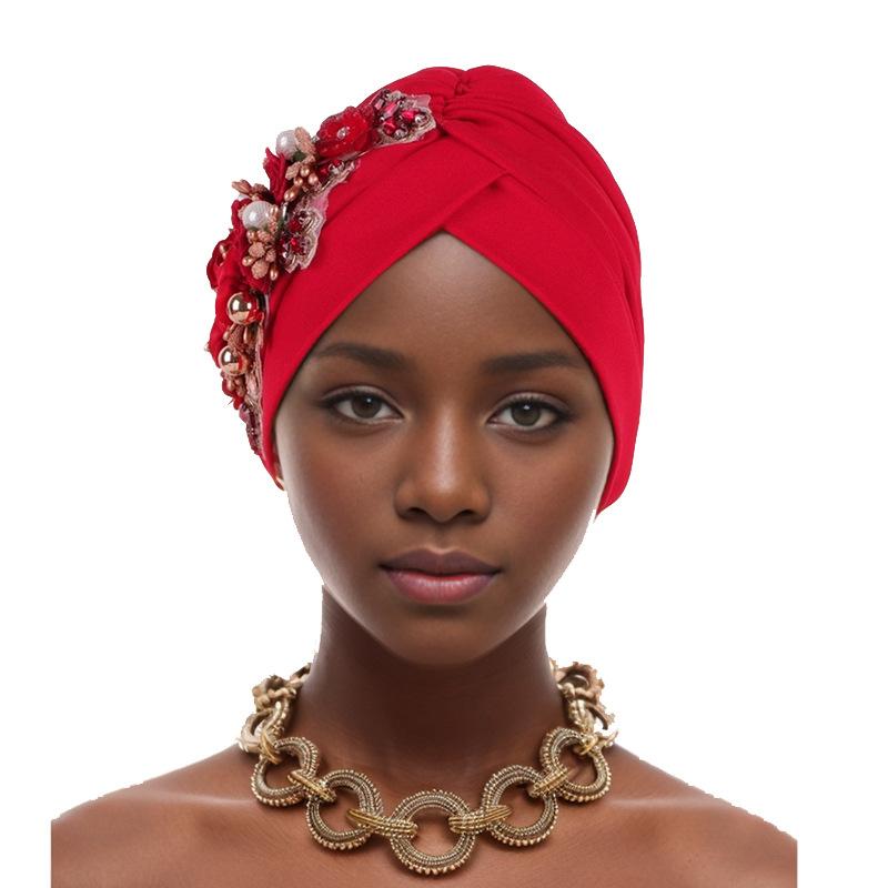New Sticky Flower Solid Color Watermelon Hat Baotou Hat African Hat Muslim Hat