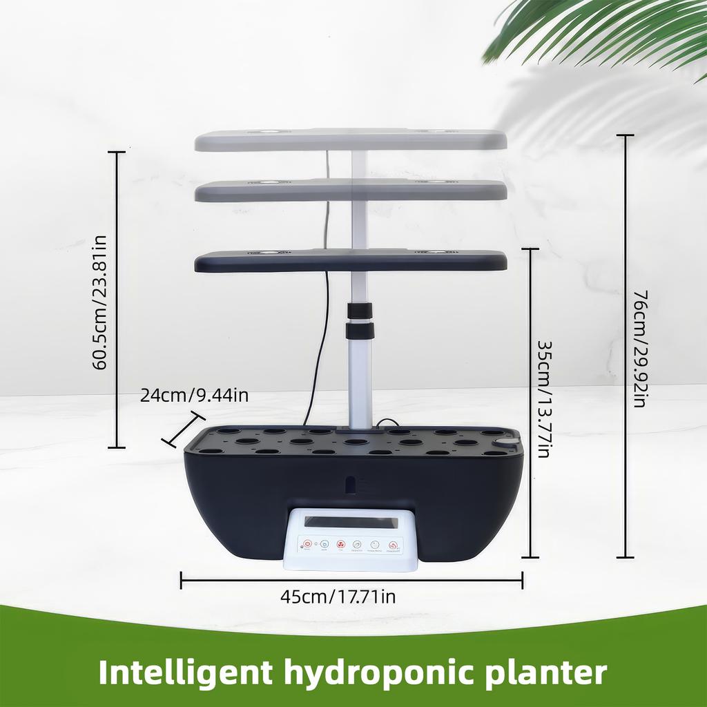 Hydroponics Growing System Kit 17 Pods Full-Spectrum Plant Grow Light Built-in Fan Height