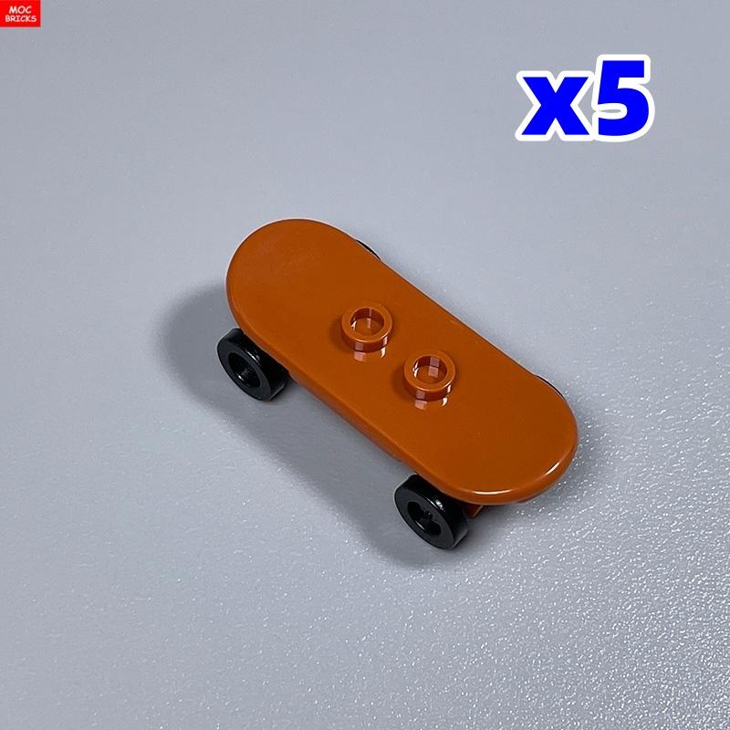 Non-Toxic 5Pcs/Lot Moc Bricks Player Skateboard With Trolley Wheel Holders Trolley Building Blocks Fit With 42511&2496 Toys Gifts