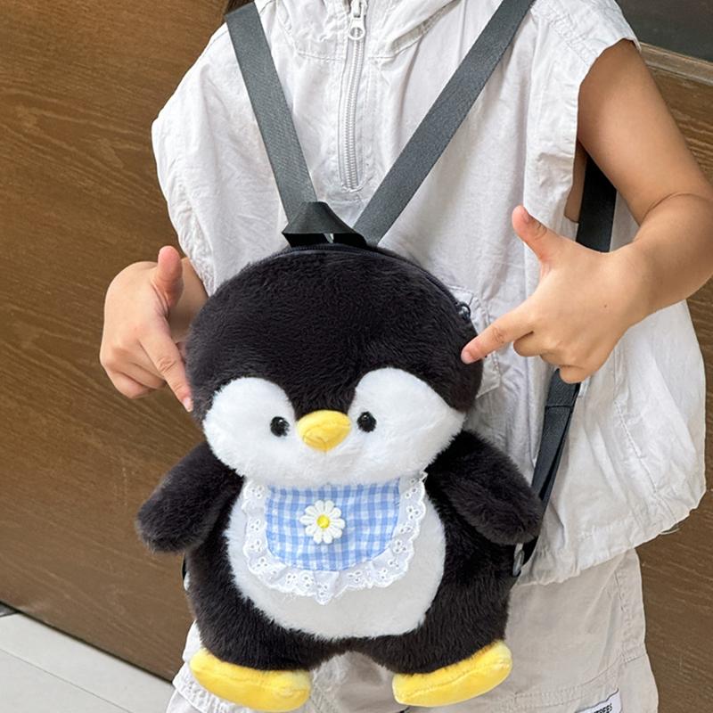 Cartoon  Apron Penguin Backpack Girl Heart Cute Plush Doll Penguin Doll