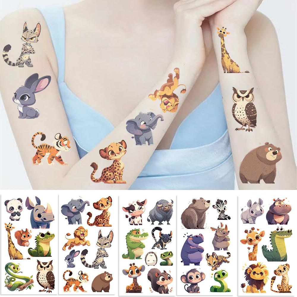 New Cartoon Colorful Animal Tattoo Stickers Waterproof Party Gift Funny Face Stickers