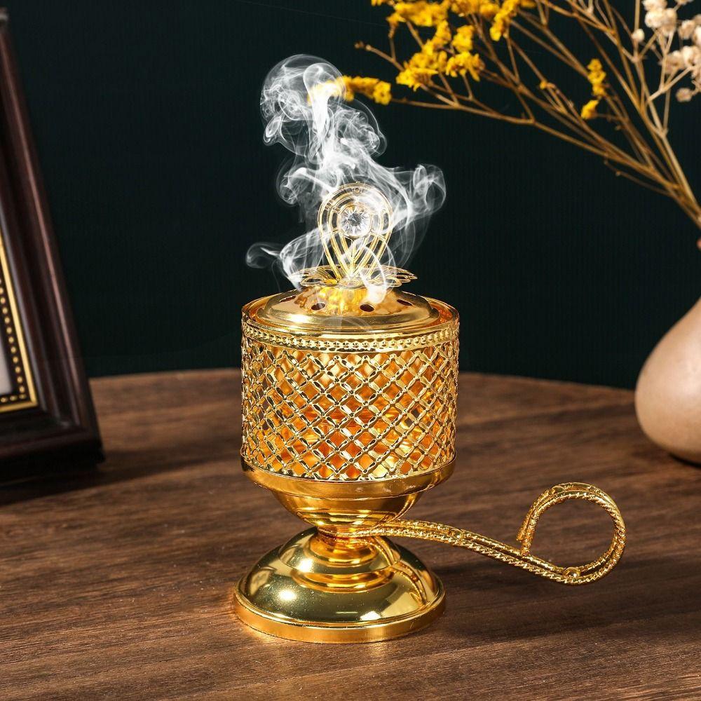 

Traditional Gold Aromatherapy Furnace Handheld Metal Incense Stove Living Room Style 1