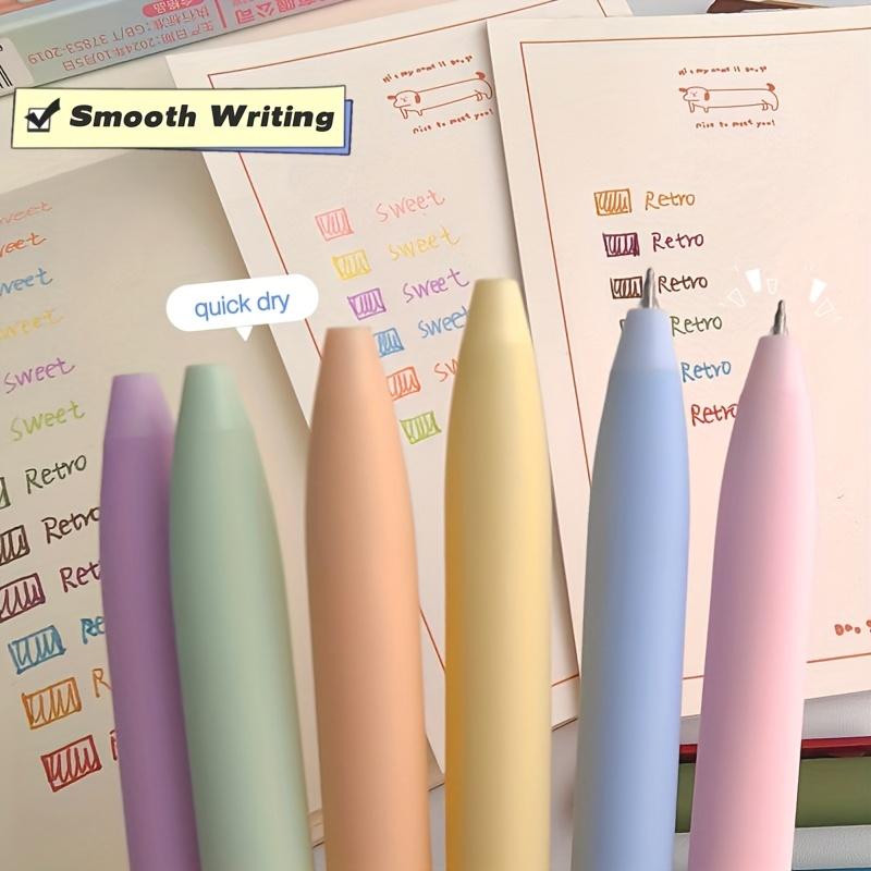 6pcs Colored Gel Pens Set, 0.5mm Fine Point, Quick-Drying,for Journaling,Drawing,Note-taking,Office Accessories, Back To School