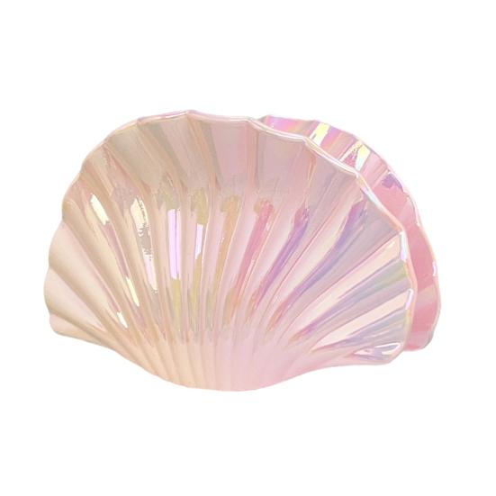 Hair Clip Gradient Color Hollow Design Shell Shape Hair Claw Plastic Resin Material Strong Grip Back Head Hair Claw