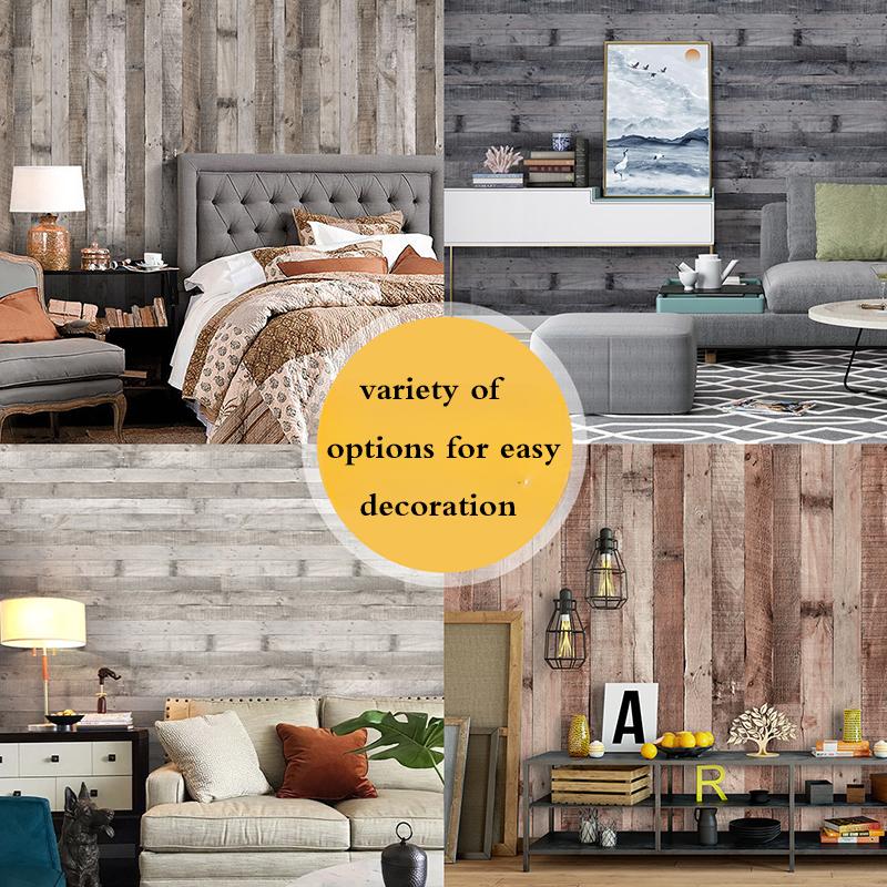 Retro Faux Wood Grain Peel And Stick Wallpaper Self-adhesive Wood Plank Wallpaper Roll Removable Vinyl Wall Covering For Restaur
