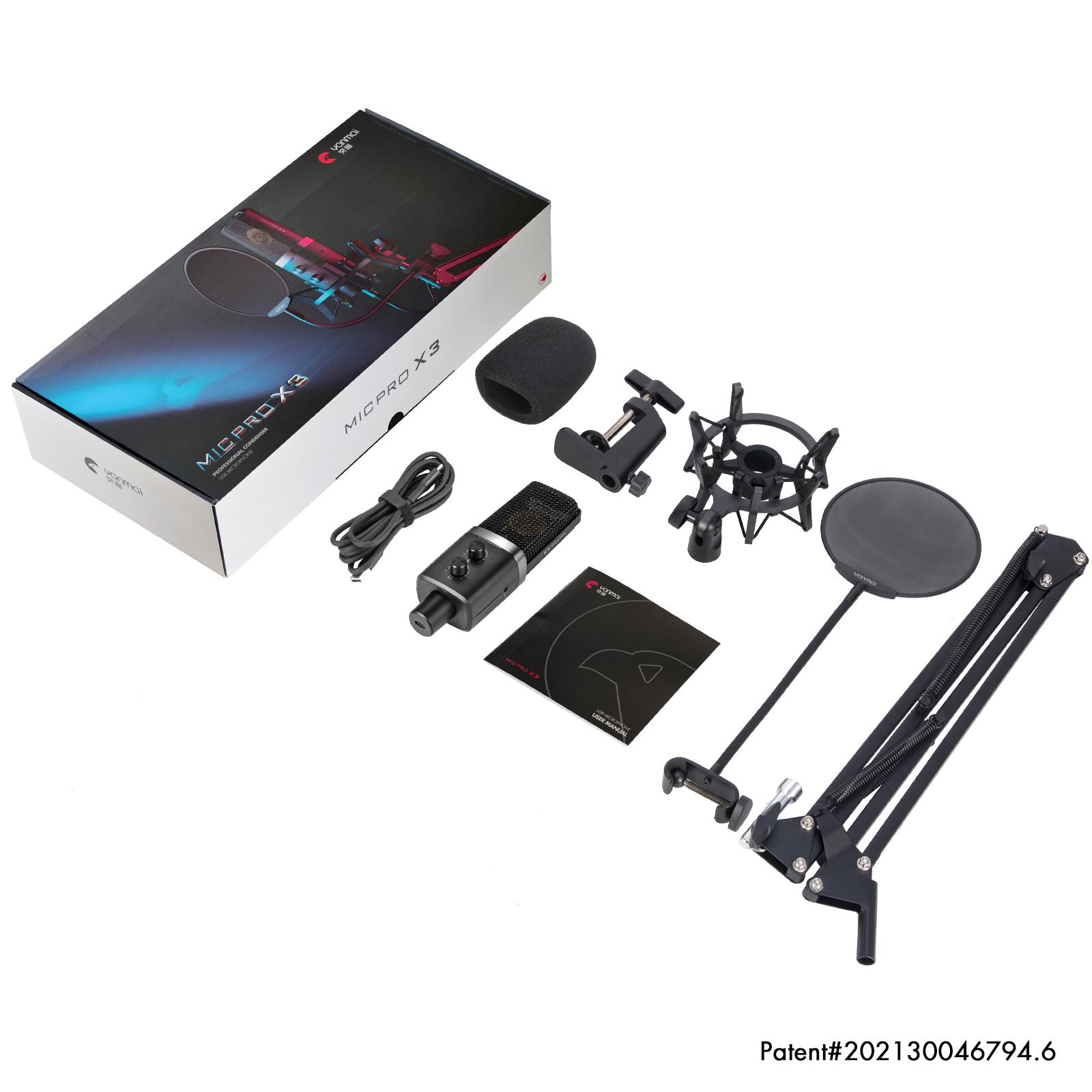 

MICPRO X3 Кардиоидный направленный микрофон Конденсаторный микрофонный кронштейн с сердечником для профессиональной записи игрового голоса MICPRO X3