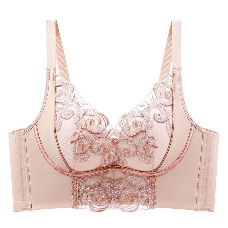 Underwear Women's Mesh Embroidered Lace Bra Adjusted Non Steel Hoop Converge Anti Sagging Bra for Women