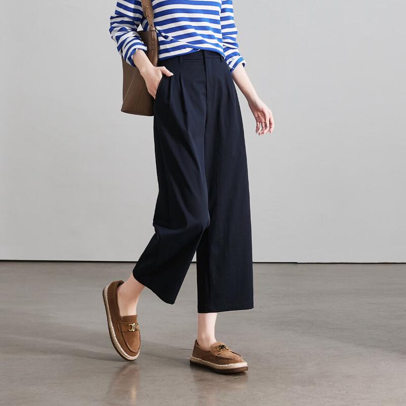 SOFSIL Women's 2026 Spring High-Waist Cropped Wide-Leg Pants