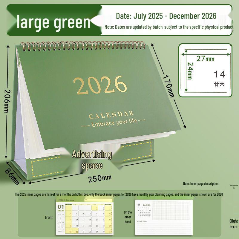2025-2026 Desk Calendar: Monthly Planner & Memo Organizer