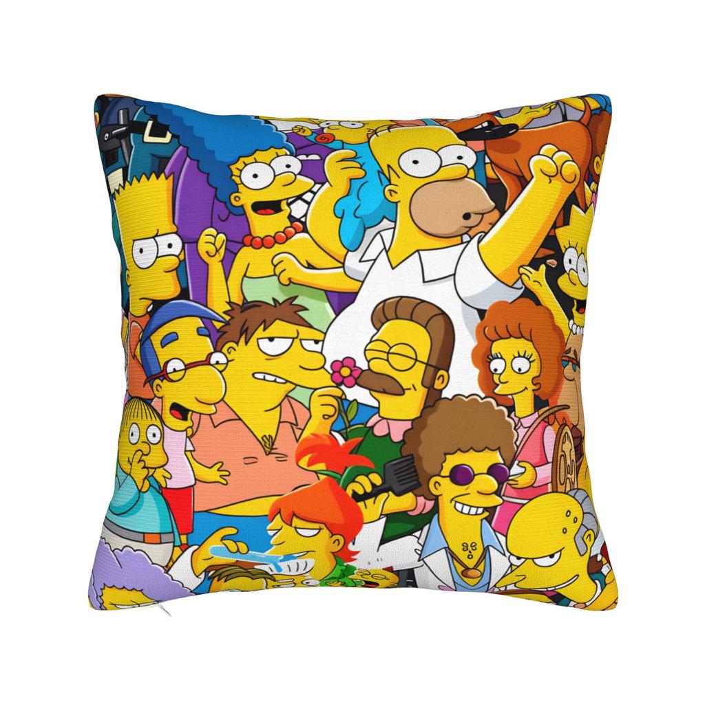 S-Simpsons Characters Group Portrait Pillow Cover Custom Cushion Cover Retro Trendy Pillow Case For Living Room Chair
