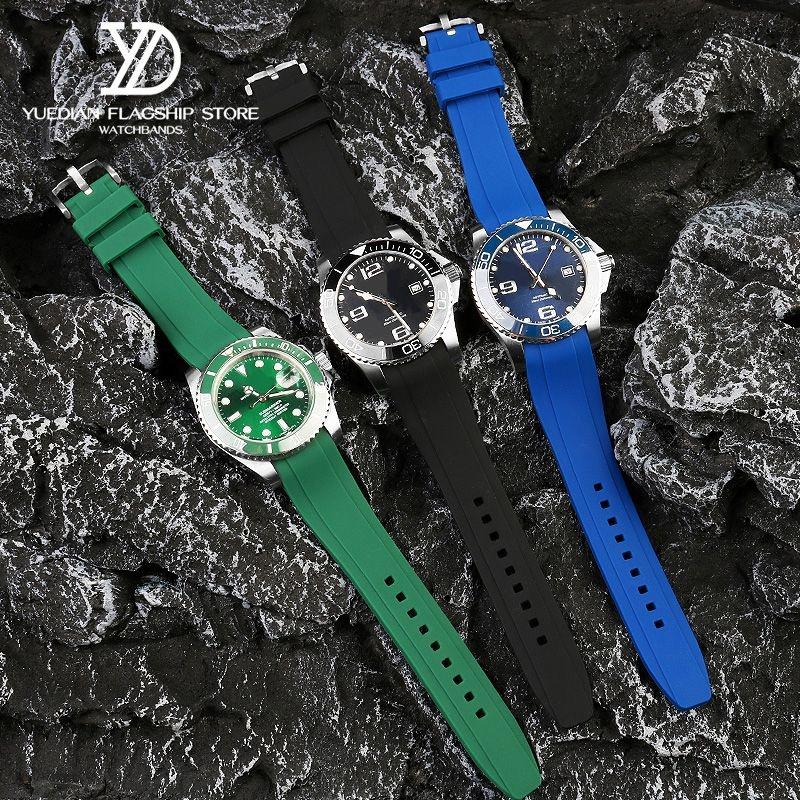 Pulseira de Borracha com Ponta Curva Para Rolex Water Ghost Seiko Mido helmsman Casio swordfish arco à prova d'água mergulho pulseira de relógio de silicone 22mm