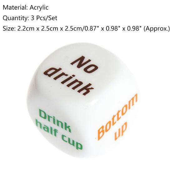 3Pcs/Set Funny Drinking Sip Dice Roll Decider Game Party Bar Pub Club Toy Gift