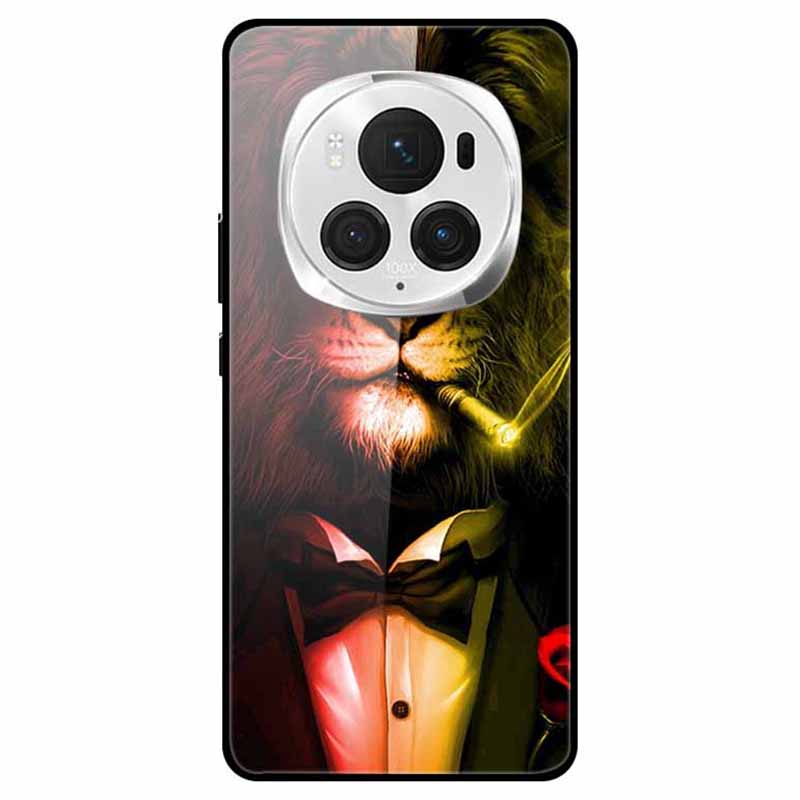 For Honor Magic6 Pro 5G Slim Case Pattern Printing PC+Tempered Glass+TPU Phone Shell