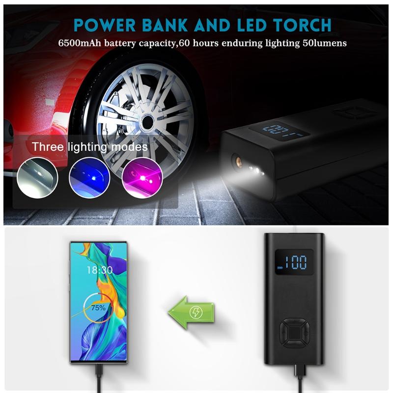 Wireless Air Compressor for Basketball Car Tire Inflator 6500mAh Portable Electric Pump Inflator
