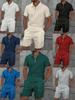 Men's Trendy Waffle Texture Lapel Polo and Shorts Set - Casual Sportswear, Short Sleeve Outfit