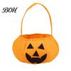 Halloween Party Decoration Pumpkin Candy Bag for Kids, Reusable Non-Woven Trick or Treat Bucket, Bucket Face Snack Holder Basket with Handle