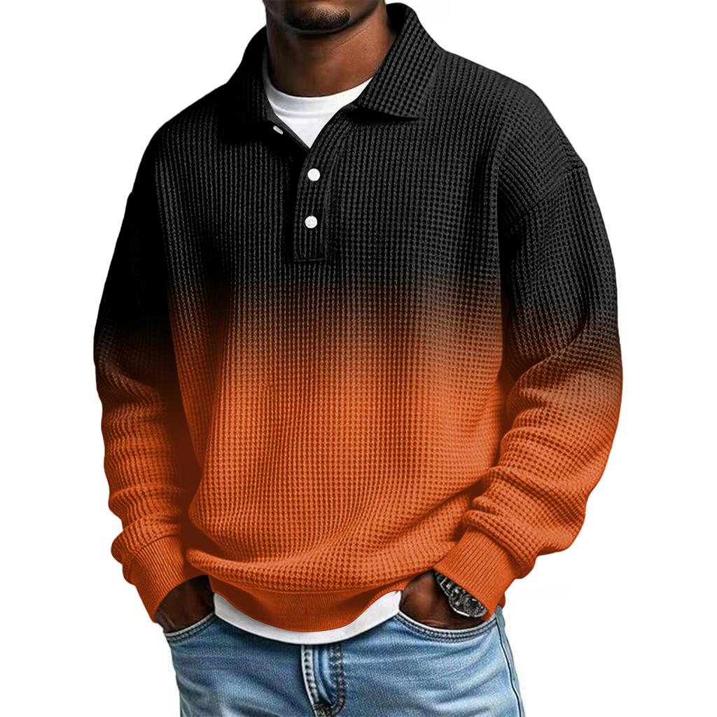 Men Casual Button Down Shirt Golf Pullover V Neck Stand Collar Fashion Fall Sweatshirt