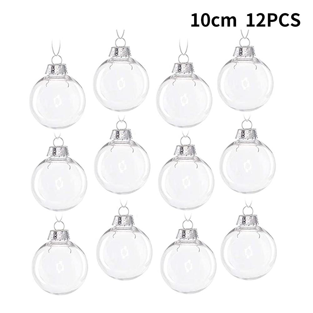 12Pcs Transparent Christmas Balls Spheres Xmas Tree Drop Ornaments 6/8/10cm Clear Iridescent Glass Bauble Home Party DIY Decor