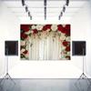 2D Red & White Rose Backdrop Cream Curtain Wedding Ceremony Background