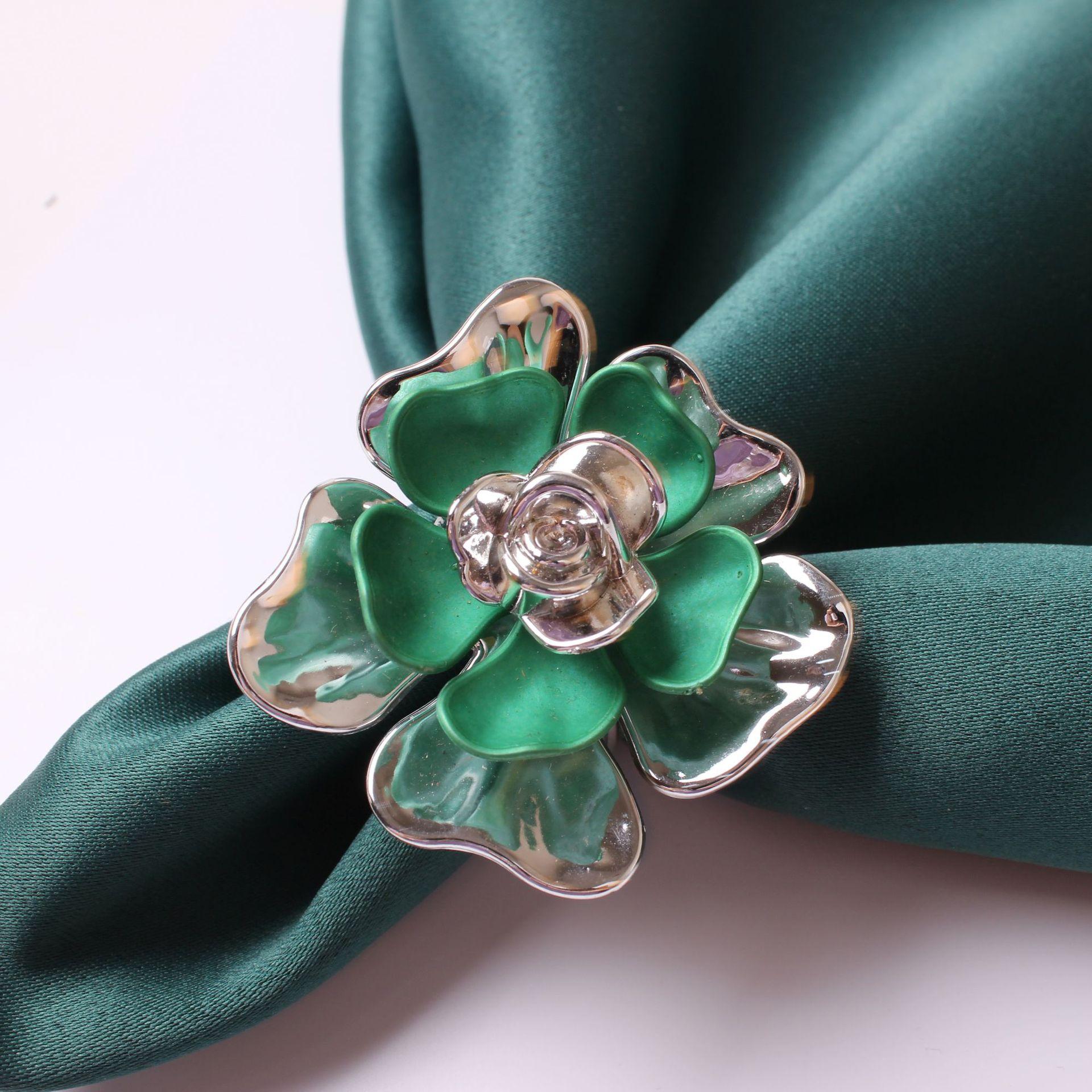 

6 шт./лот Подвійне кільце для серветки у формі троянди Квіткова кнопка для серветки Кільце для серветки Весілля Готель Настільна кнопка для серветки