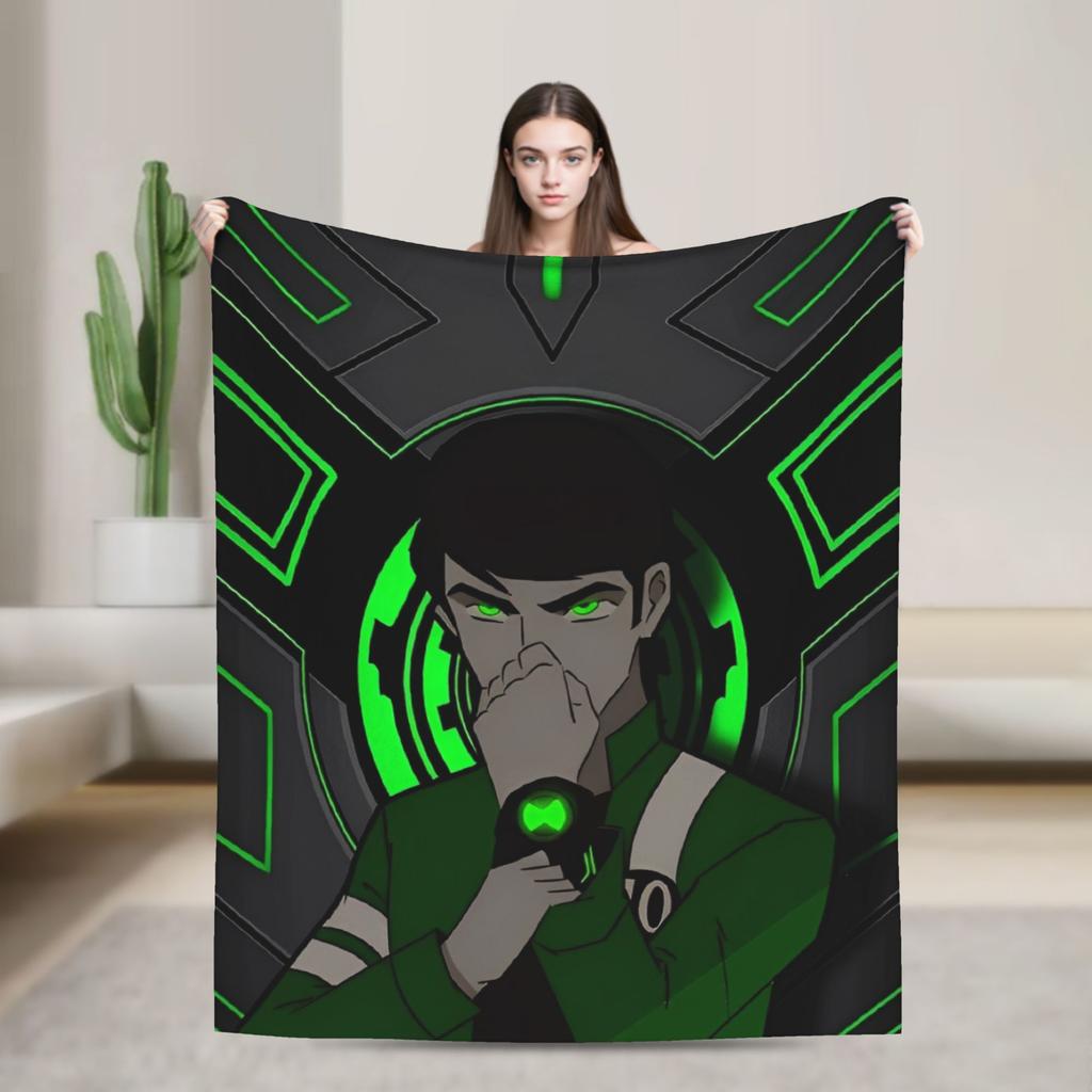 Ben 10 Omnitrix Unleashed Flannel Blankets  Warm Soft Bedding Throws for Couch Bed Picnic Aesthetic Bedspread Sofa Bed Cover