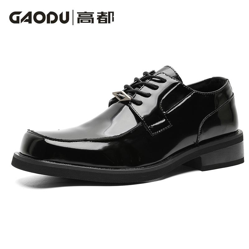 Lackleder glänzende Plateau Business Britischer Stil Lederschuhe Herren eckige Spitze erhöhend trendige Nische lässig Bräutigam Hochzeitsschuhe Herren